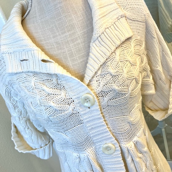 Beautiful cream colored knit cardigan sweater, Christopher and Banks size Medium - Picture 3 of 15